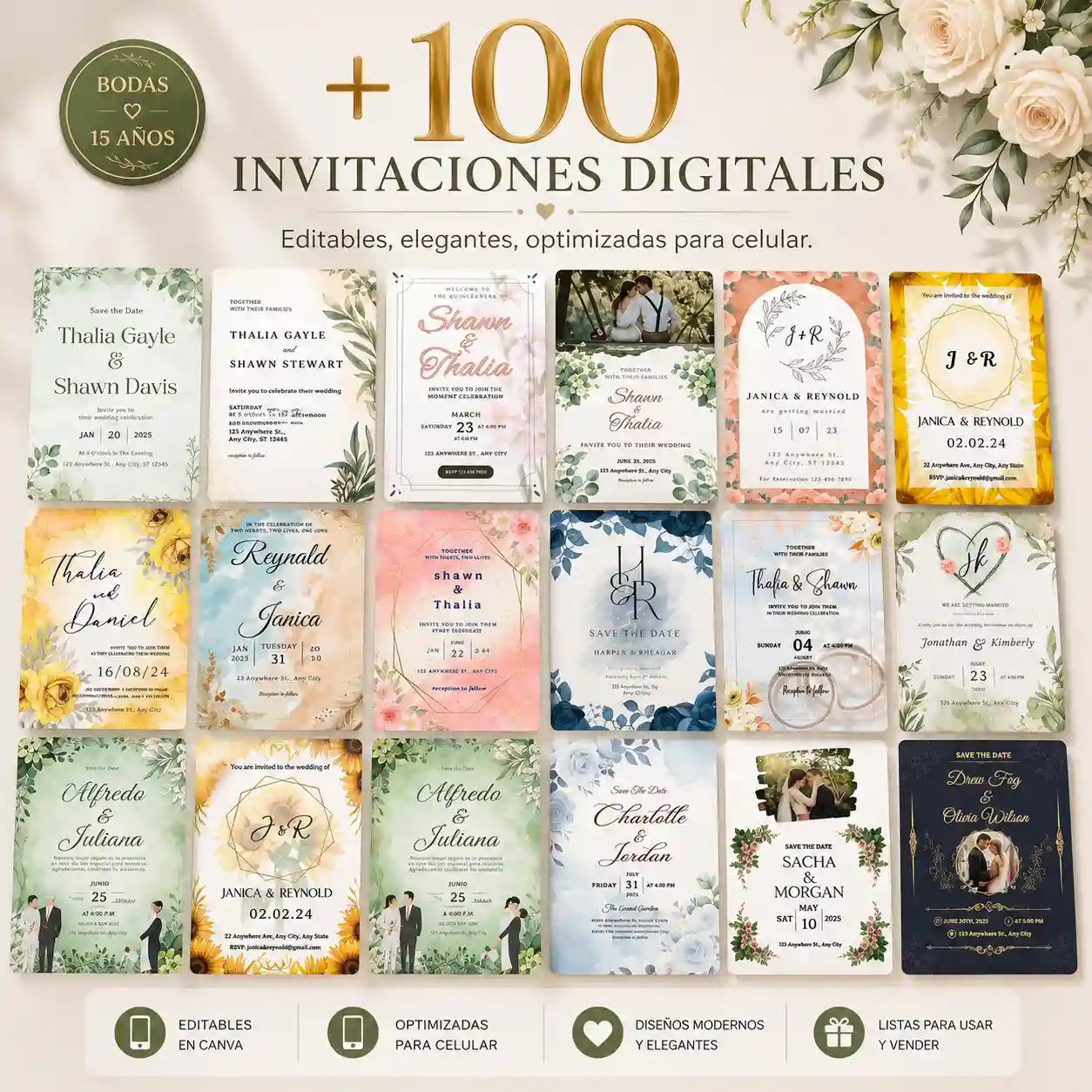 +100 invitaciones digitales