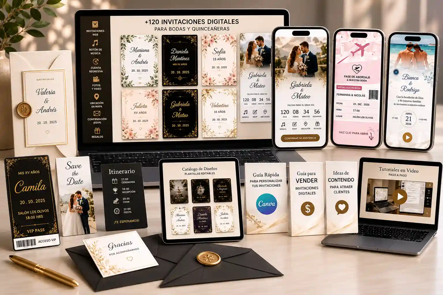 Oferta completa: Pack Premium de invitaciones digitales con 3 bonos exclusivos